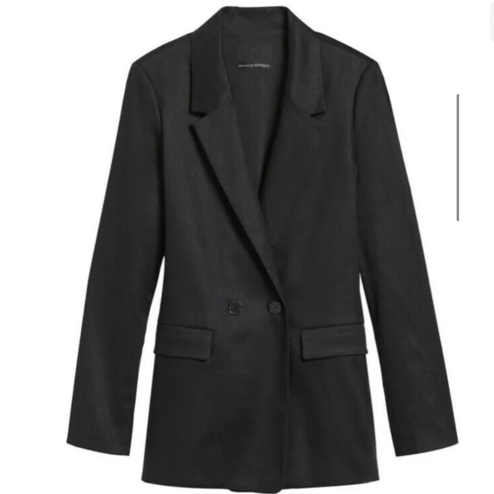 Banana Republic Boyfriend Fit Black Linen Blazer Size 4 NWT